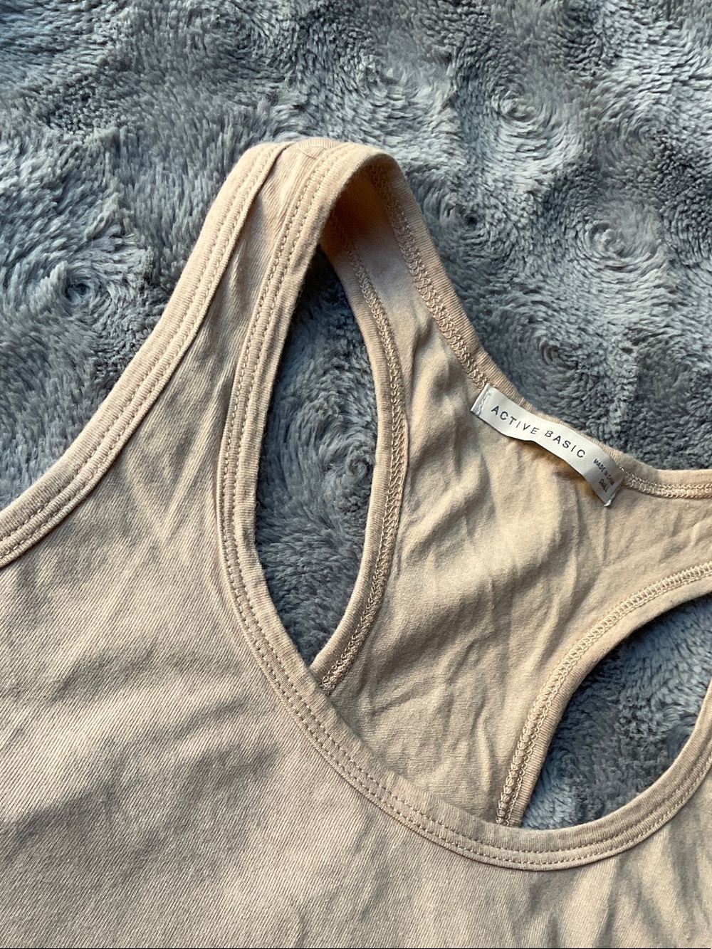 Active Basic Beige Racerback Crop Tank - Picture 3 of 5